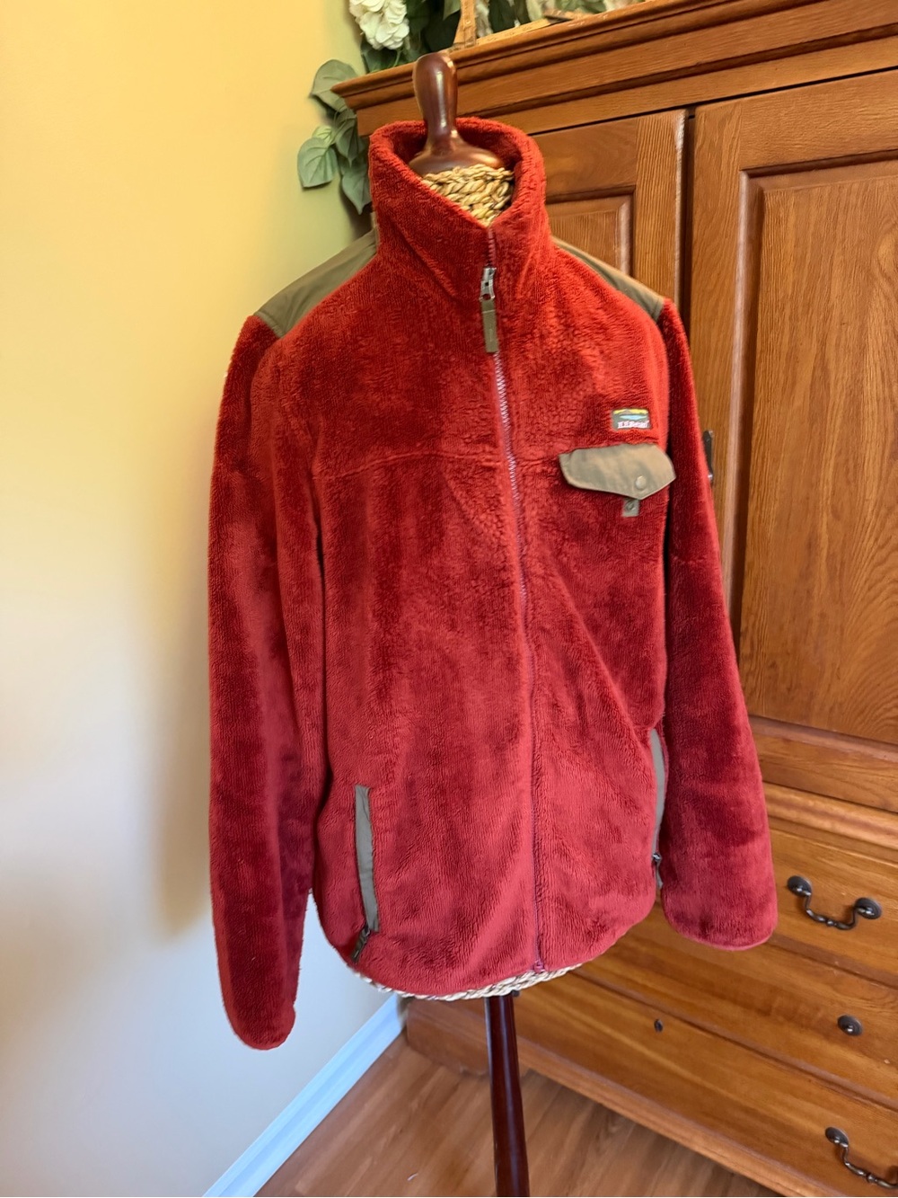 L.L. Bean Tall Hi Pile Fleece jacket rust